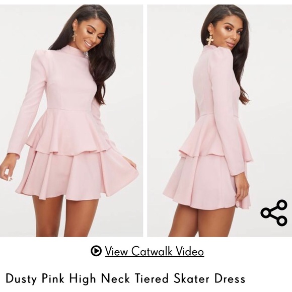 pretty little thing high neck skater dress